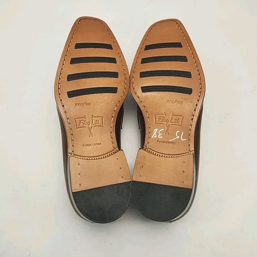 Flag Ltd Dress Shoe Loafer Nappa Glove Men Sz 8 Brown Leather InnoFlex Horse Bit